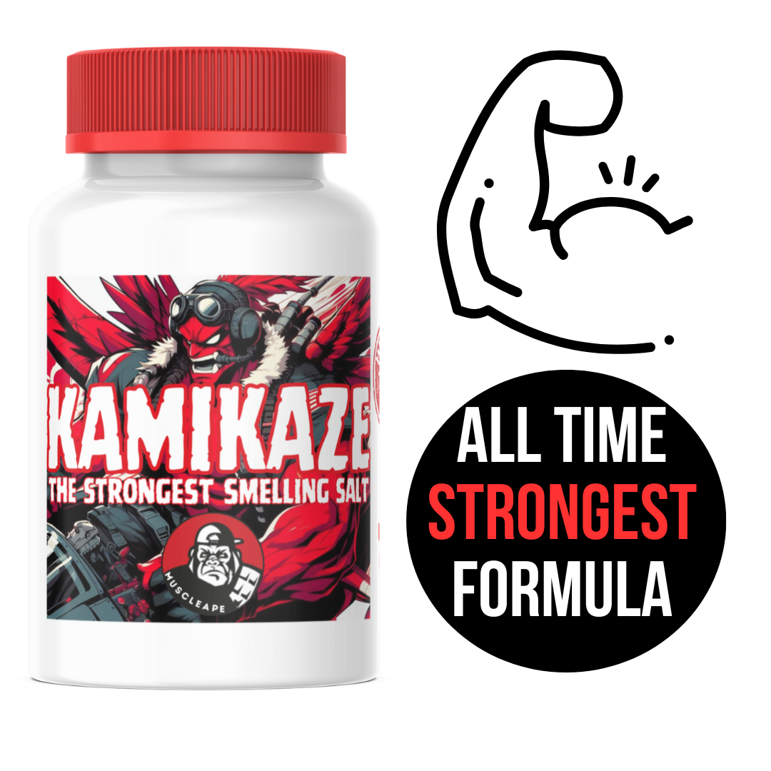 Muscleape Kamikaze Smelling Salt | Ammonia Inhalant For Instant Focus & Insane Pump | Most Potent Ammonia Inhalant In World For Pro Lifters |Open-Sniff-Bend The Bar-Repeat| White Japan| Improved Formula