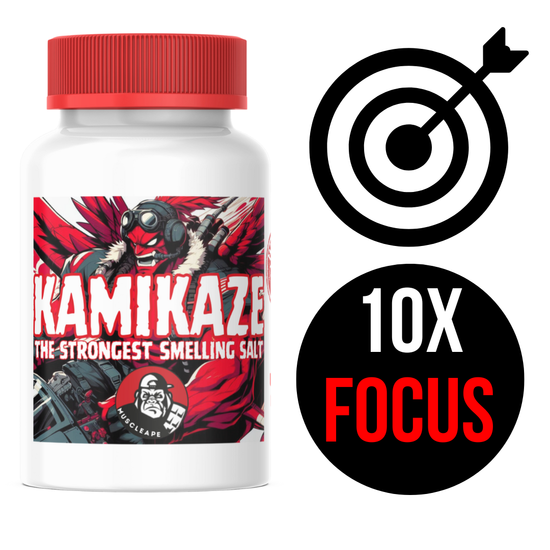 Muscleape Kamikaze Smelling Salt | Ammonia Inhalant For Instant Focus & Insane Pump | Most Potent Ammonia Inhalant In World For Pro Lifters |Open-Sniff-Bend The Bar-Repeat| White Japan| Improved Formula