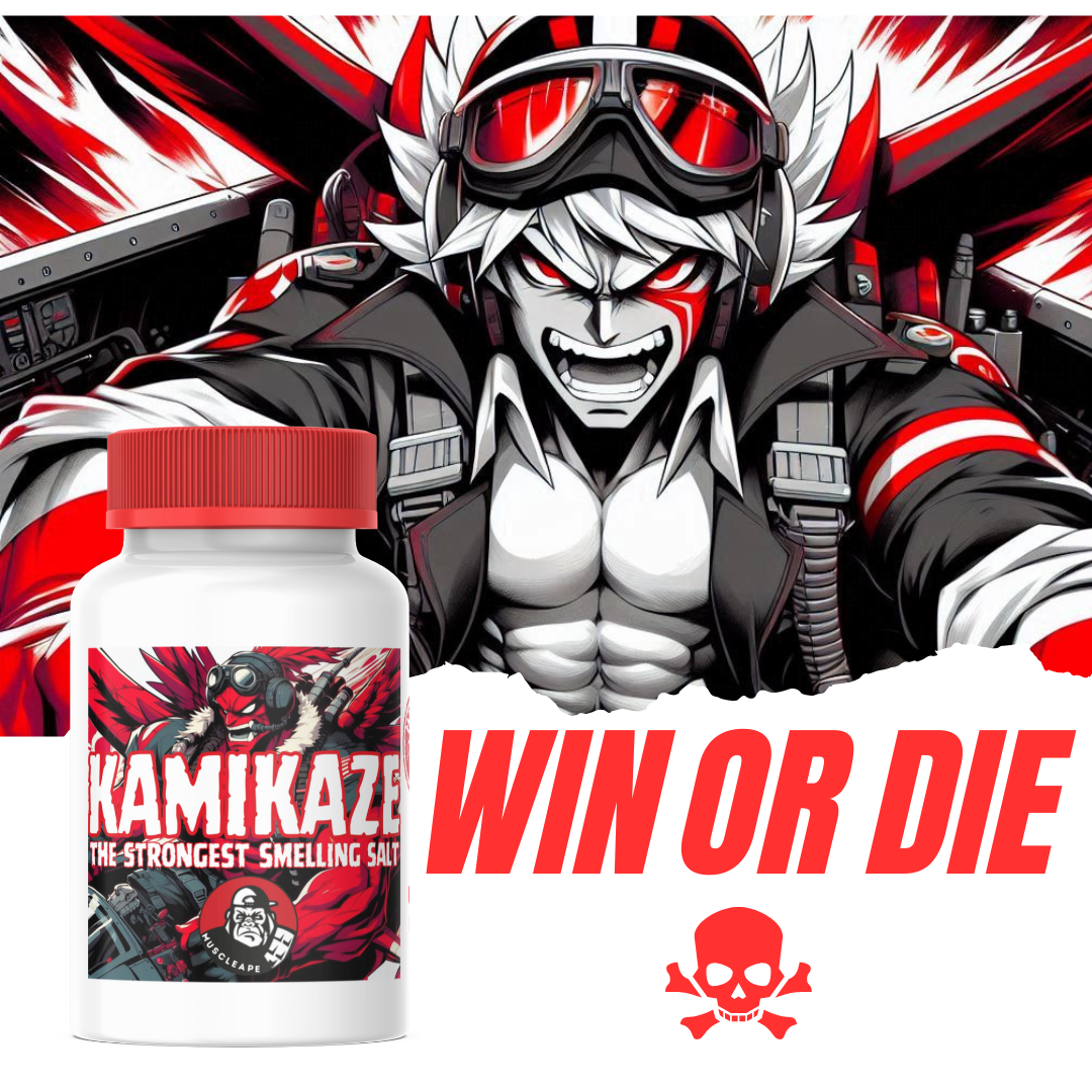 Muscleape Kamikaze Smelling Salt | Ammonia Inhalant For Instant Focus & Insane Pump | Most Potent Ammonia Inhalant In World For Pro Lifters |Open-Sniff-Bend The Bar-Repeat| White Japan| Improved Formula