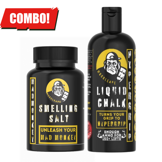 Muscleape Liquid Chalk 200ml with Smelling Salt For Big Lifts.